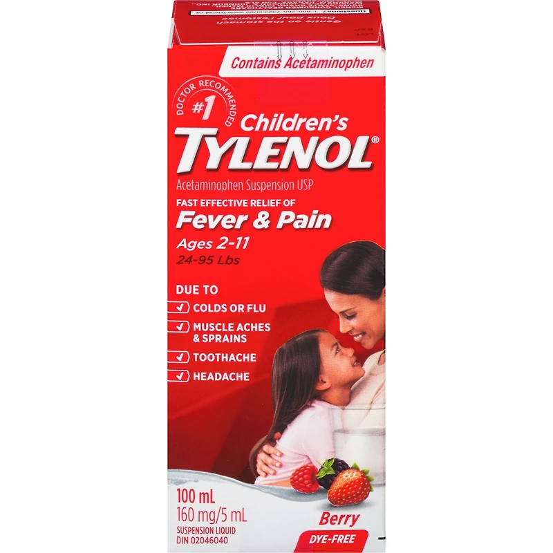 Children's Medicine, Fever & Pain, Dye-Free Berry Liquid