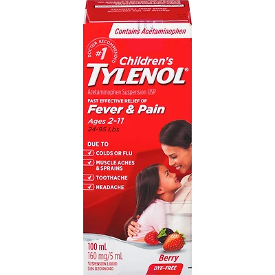Suspension orale pour enfants, fièvre et douleur, sans colorant, petits fruits