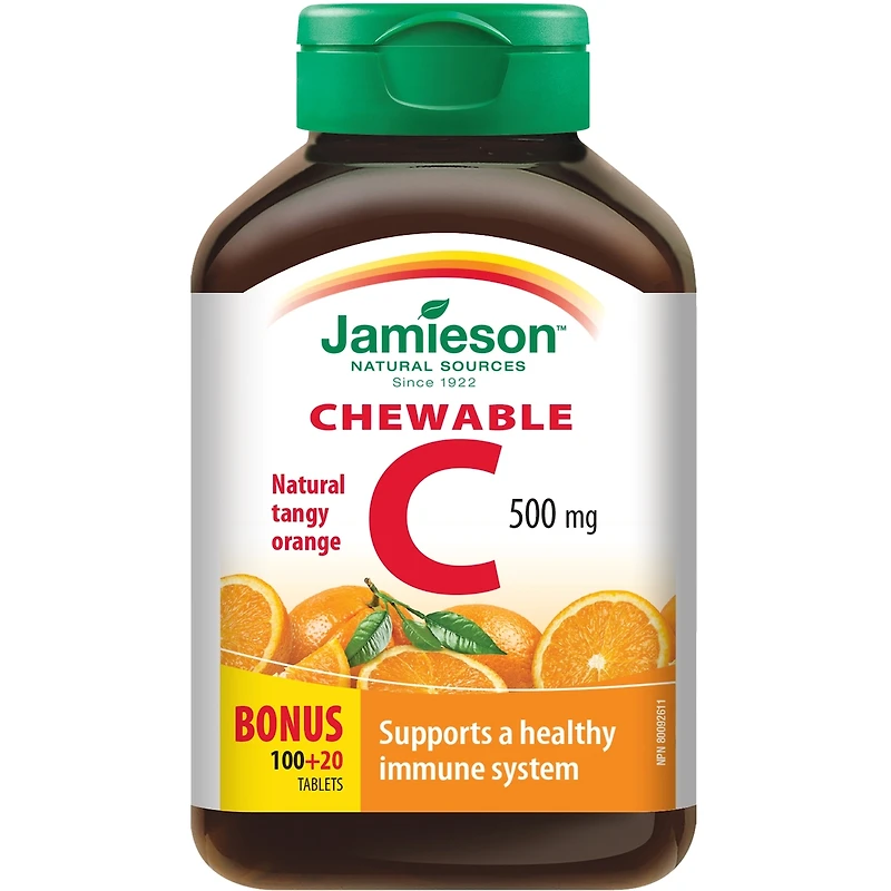 Comprimés à croquer de vitamine C à l’orange acidulée naturelle de , 500 mg