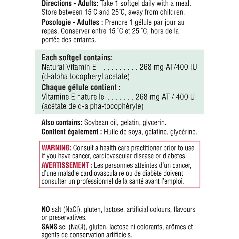 Vitamine E 400 UI/268 mg AT