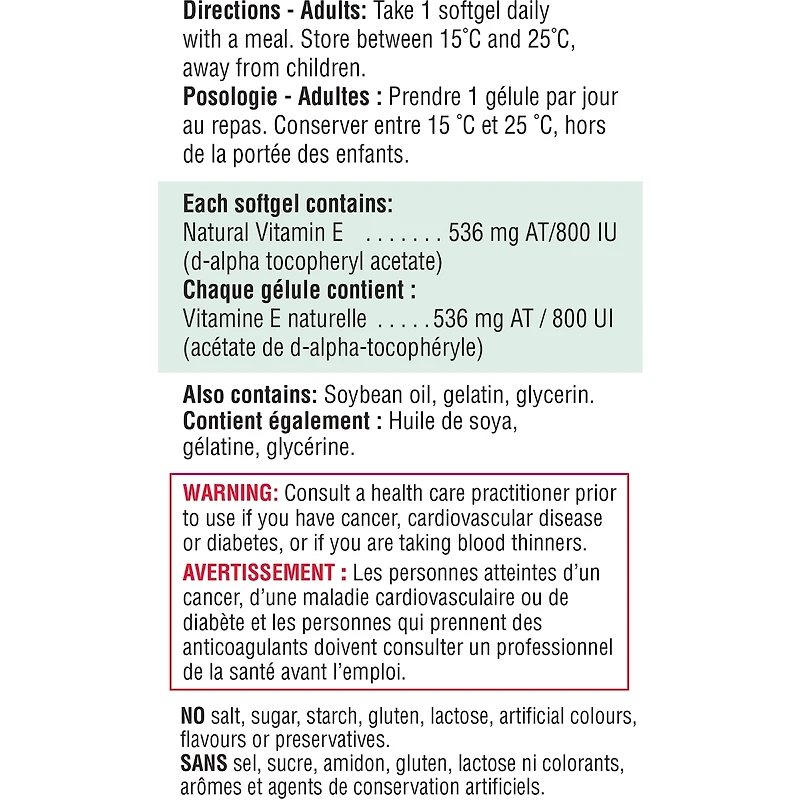 Vitamine E 800 UI/536AT