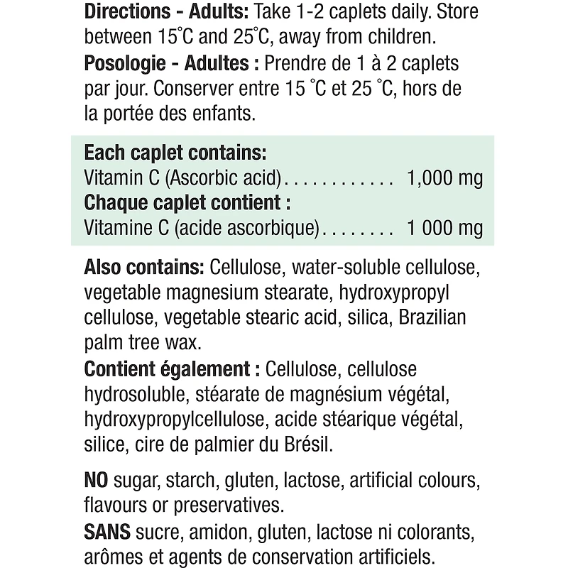 Comprimés à dégagement graduel de vitamine C 1 000 mg