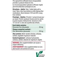 Zinc 50 mg à libération prolongée