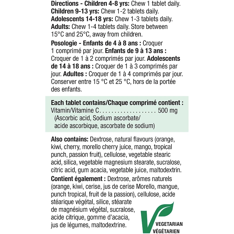 Chewable Vitamin C 500 mg Mixed 3 Flavours