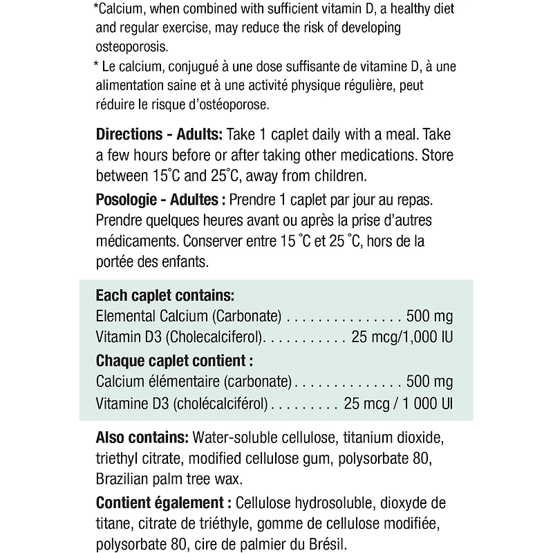 Calcium 500 mg + Vitamine D3 1 000 UI