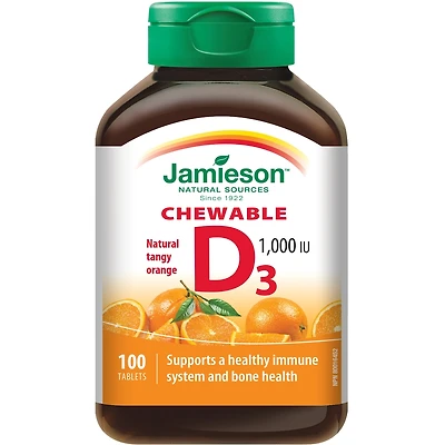 Chewable Vitamin D 1,000 IU Natural Tangy Orange