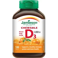Comprimés à croquer de vitamine D à orange acidulée naturelle d'1 000 UI