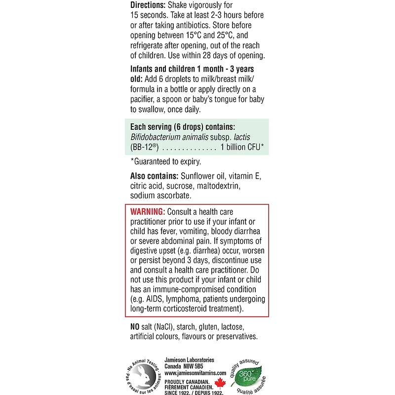 Gouttelettes de probiotique pour bébé de