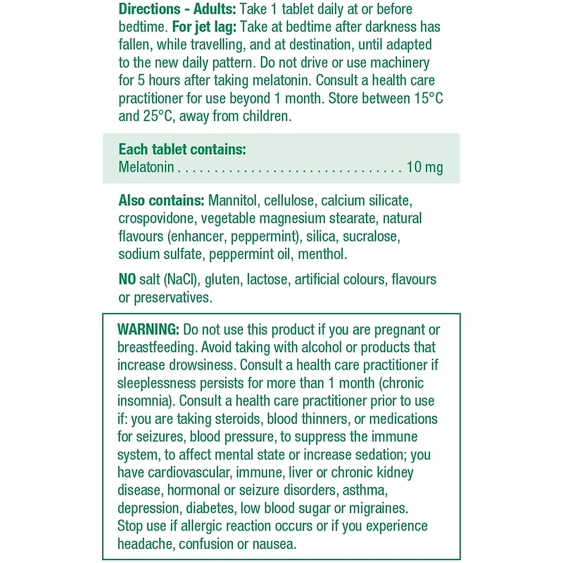 Mélatonine à dissolution rapide - menthe poivrée