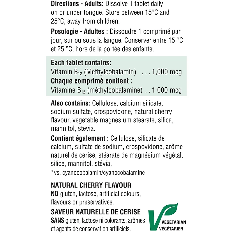 Vitamine B12 1 000 mcg À Dissolution Rapide - Format économique