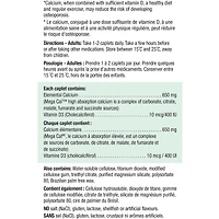 Mega Cal™ Calcium 650 mg + Vitamine D3 400 UI FORMAT ÉCONOMIQUE