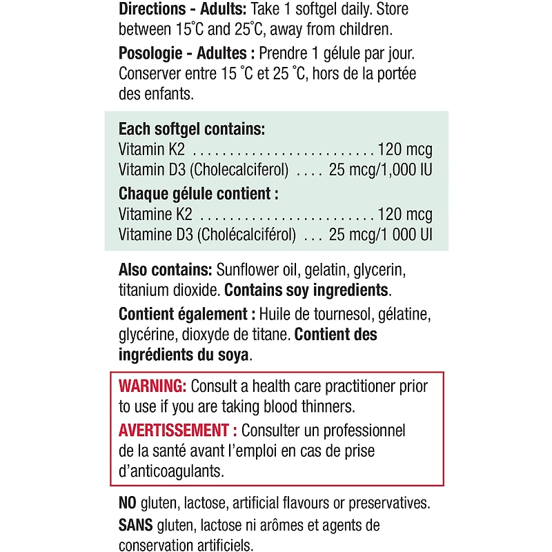Vitamine K2 120 mcg + D3 1000 IU