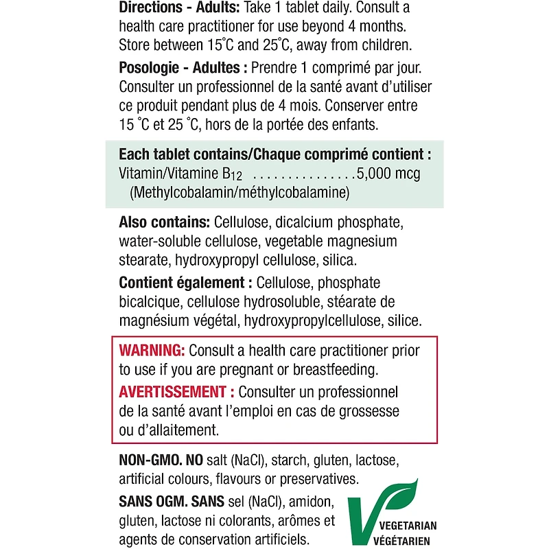 Vitamine B12   mcg Comprimés à Libération Prolongée