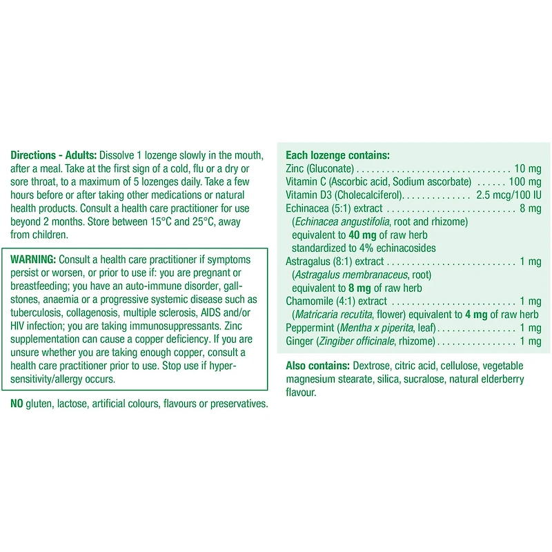 Jamieson Pastilles de Zinc avec Échinacée, Vitamines C et D