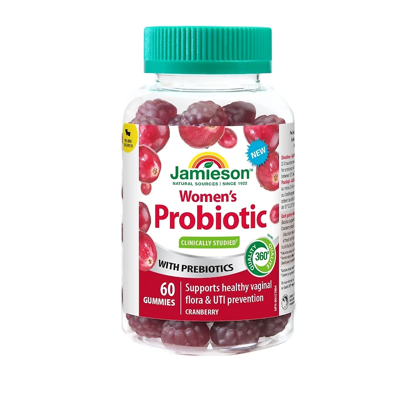 Jamieson probiotiques gummies pour femmes arôme de canneberge, 60 compter