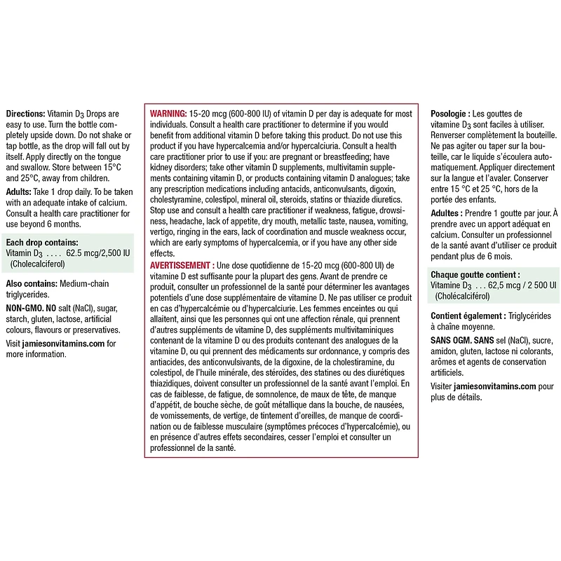 Extra Fort Gouttes de Vitamine D3