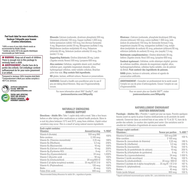 Multivitamine complète à 100 % pour adultes 50+ 115 ct