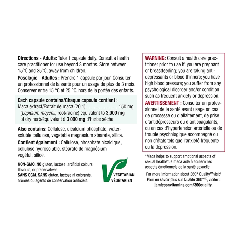 Jamieson Maca 3,000 mg, 60 Capsules