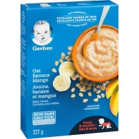 Céréales pour bébés GERBER Étape 3 Avoine avec banane et mangue