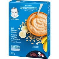Céréales pour bébés GERBER Étape 3 Avoine avec banane et mangue