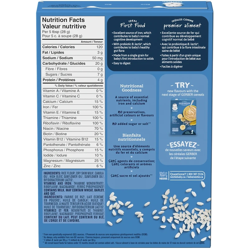 Céréales pour bébés Étape 1 de riz