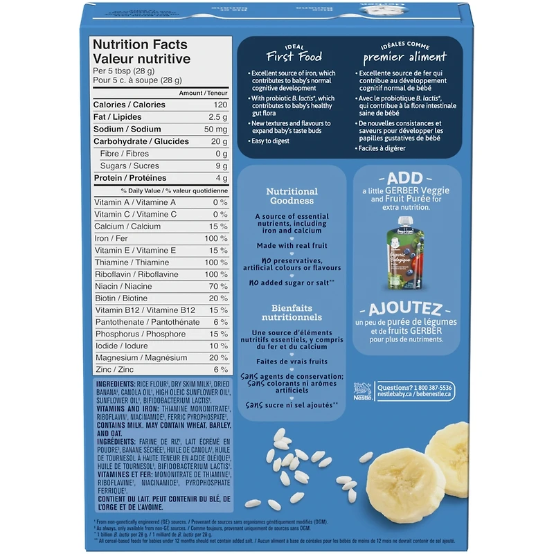 Céréales pour bébés Étape 2 Riz avec banane