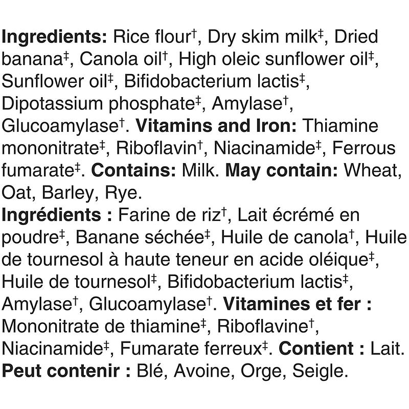 Céréales pour bébés Étape 2 Riz avec banane