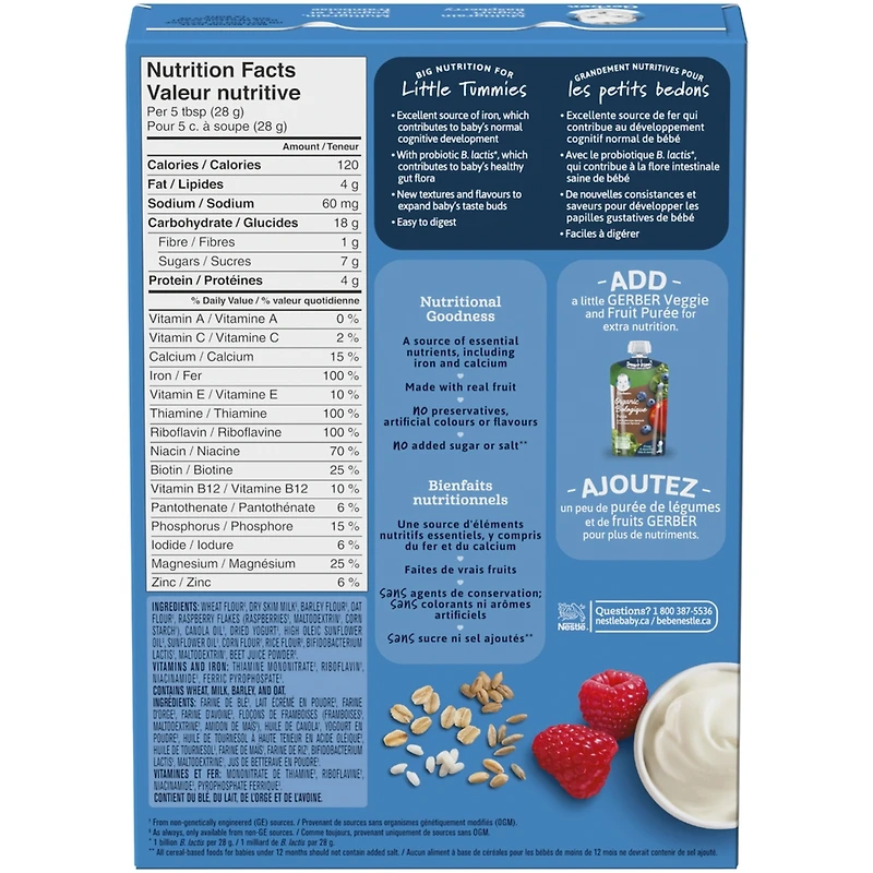 Céréales pour bébés Étape 3 Multigrains avec yogourt et framboise