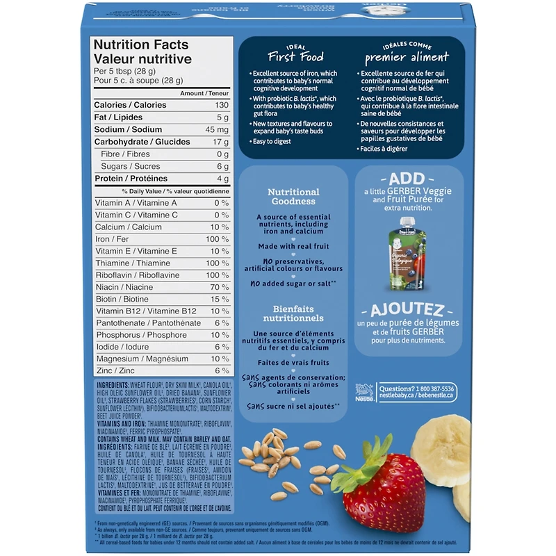 Céréales pour bébés Étape 2 Blé avec banane et fraise