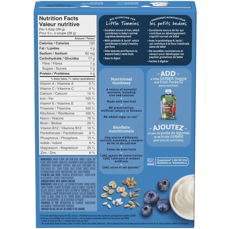 Céréales pour bébés Étape 3 Multigrains avec yogourt et bleuet