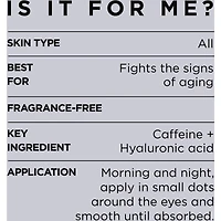 Eye Cream Hyaluronic Acid Caffeine Cream