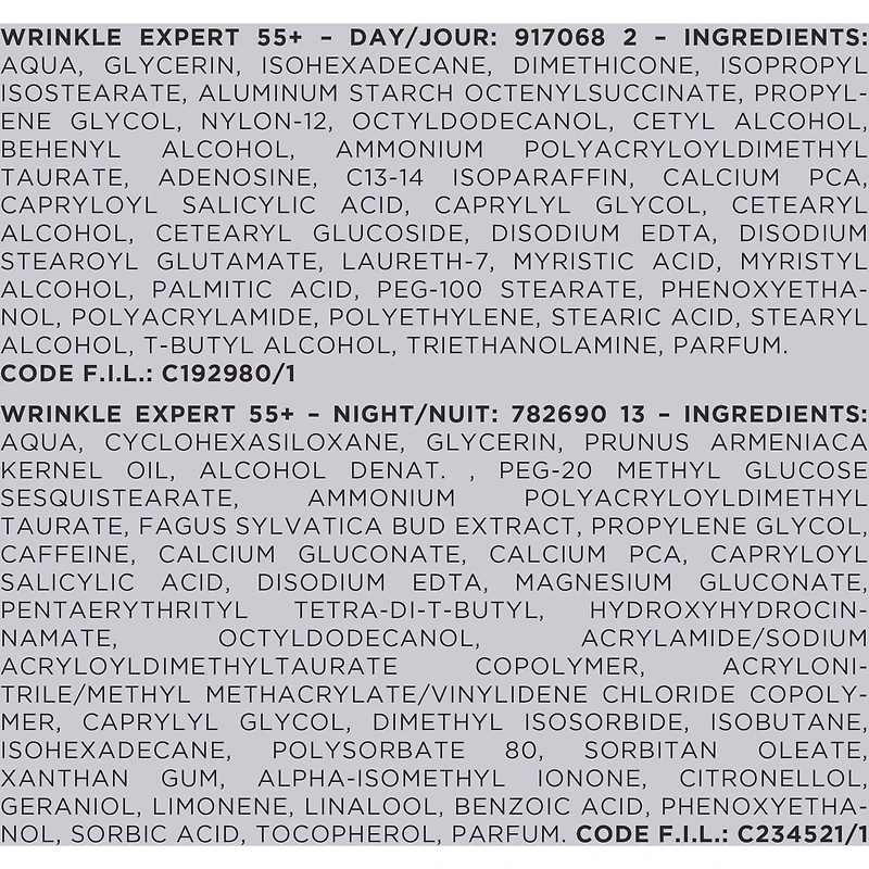 Wrinkle Expert Anti-Wrinkle Day & Night Moisturizers 55+