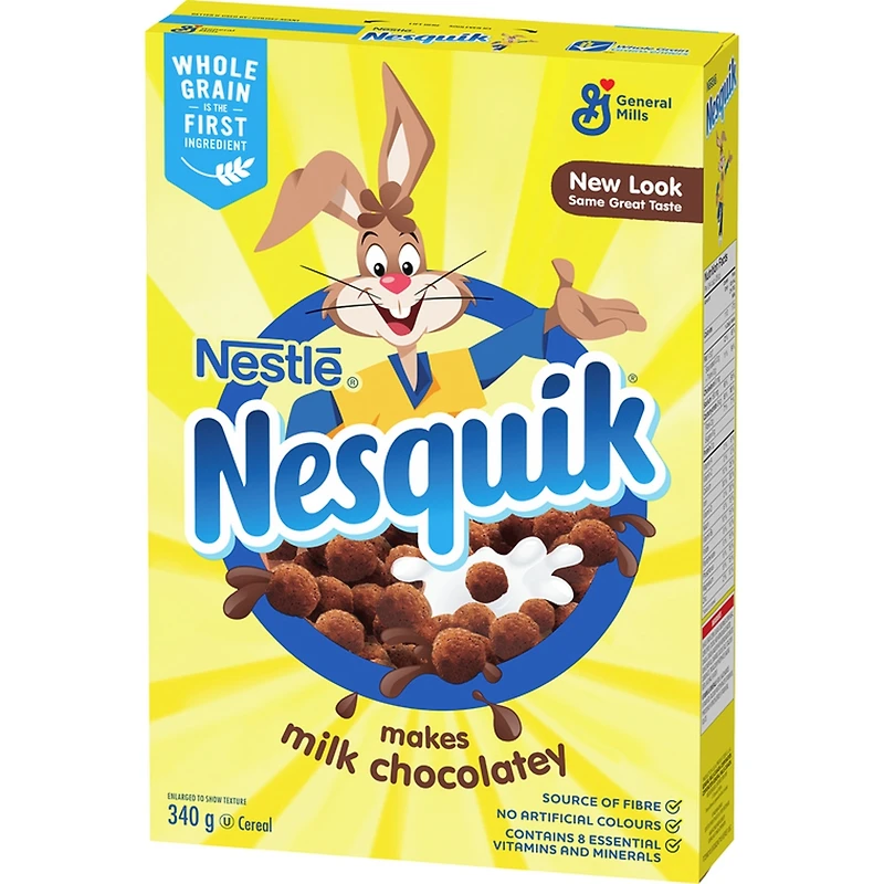 Nesquik Chocolate Breakfast Cereal, Whole Grains and Fibre