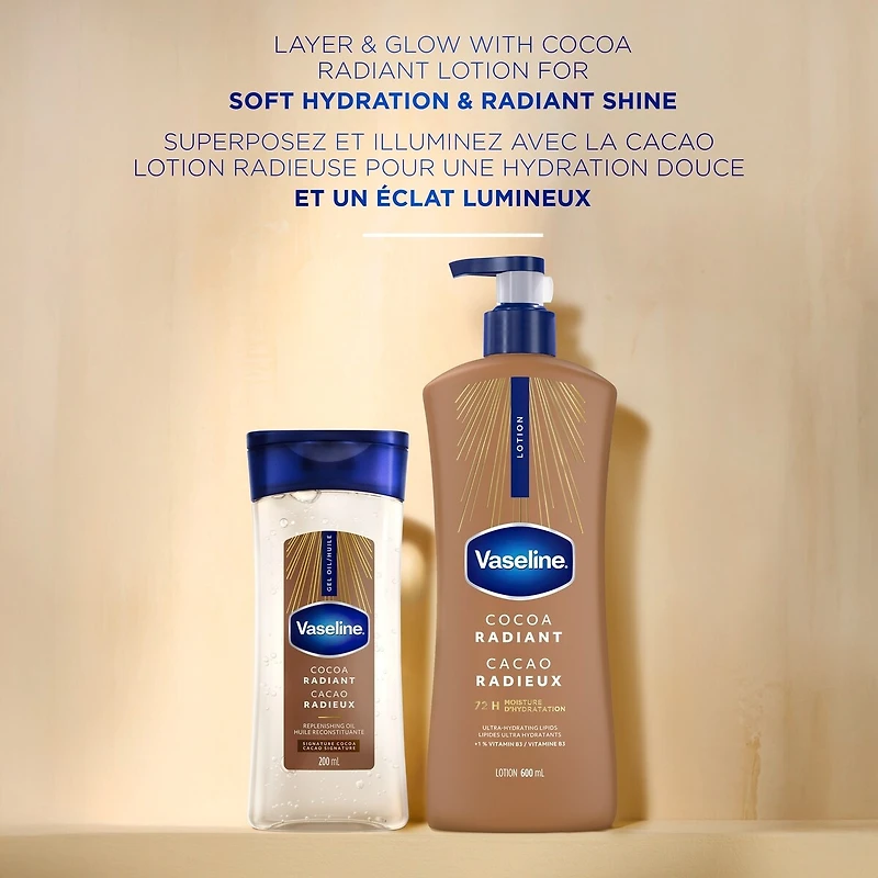 Intensive Care Cocoa Radiant Body Gel Oil for Glowing Skin Made with 100% Pure Cocoa Butter + Replenishing Oils