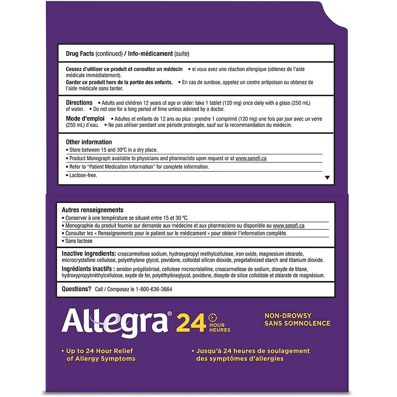 24 Hour Allergy Relief Tablets, 120 mg