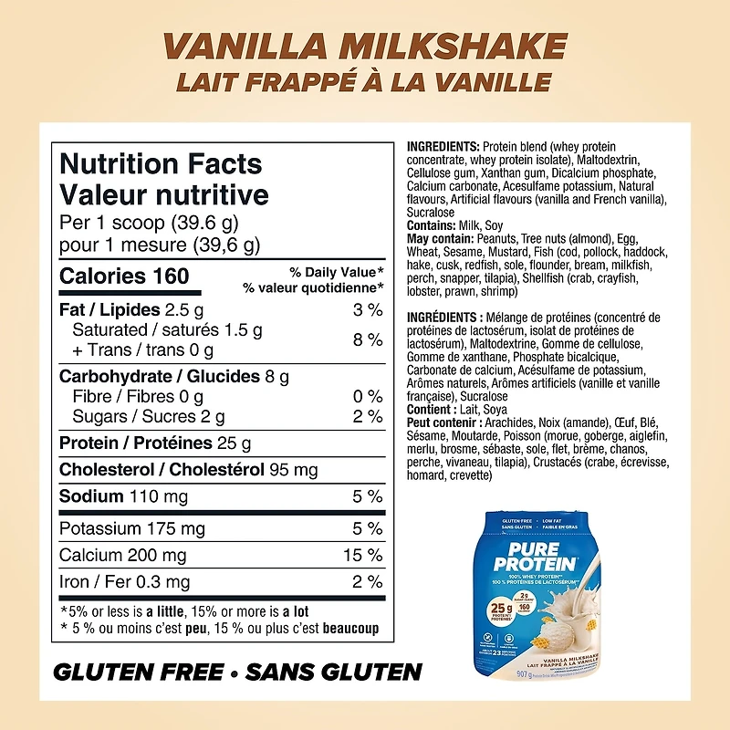 Pure Protein Powder, Vanilla Cream Whey Powder , Great for Shakes