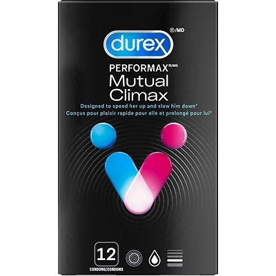 Durex Mutal Climax Condoms, Ribbed & Dotted Condoms with Delay Gel