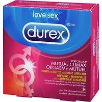 Durex Mutual Climax Condoms, Ribbed and Dotted with Delay Gel