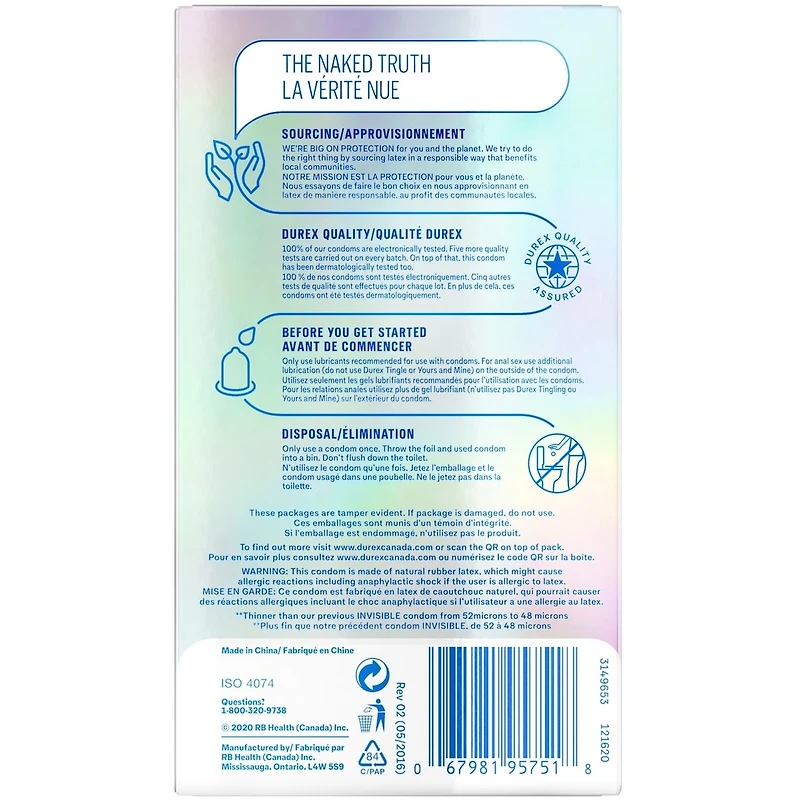 Condoms Durex Invisible extraminces et extralubrifiés