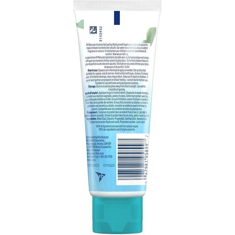 Lubrifiant personnel gel de K-Y Naturals Extra hydratant+