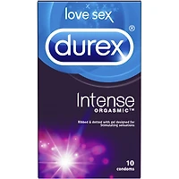 Condoms Durex Intense Orgasmic nervurés, microperlés et enrobés d’un gel stimulant