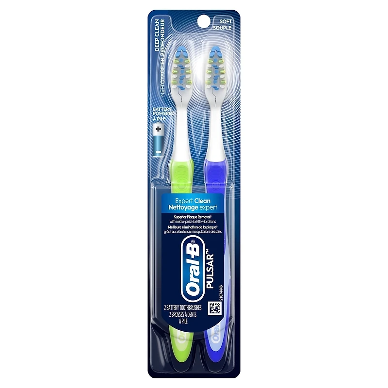 Oral-B Pulsar Pro-Health Battery Powered Toothbrush, Soft, 2 Count