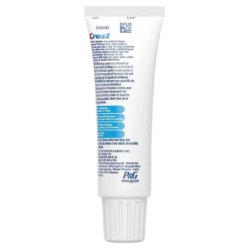 Trousse de dentifrice d’apprentissage sans fluorure mettant en vedette Winnie l’Ourson de Disney, Gel doux à la fraise et 1 brosse à dents