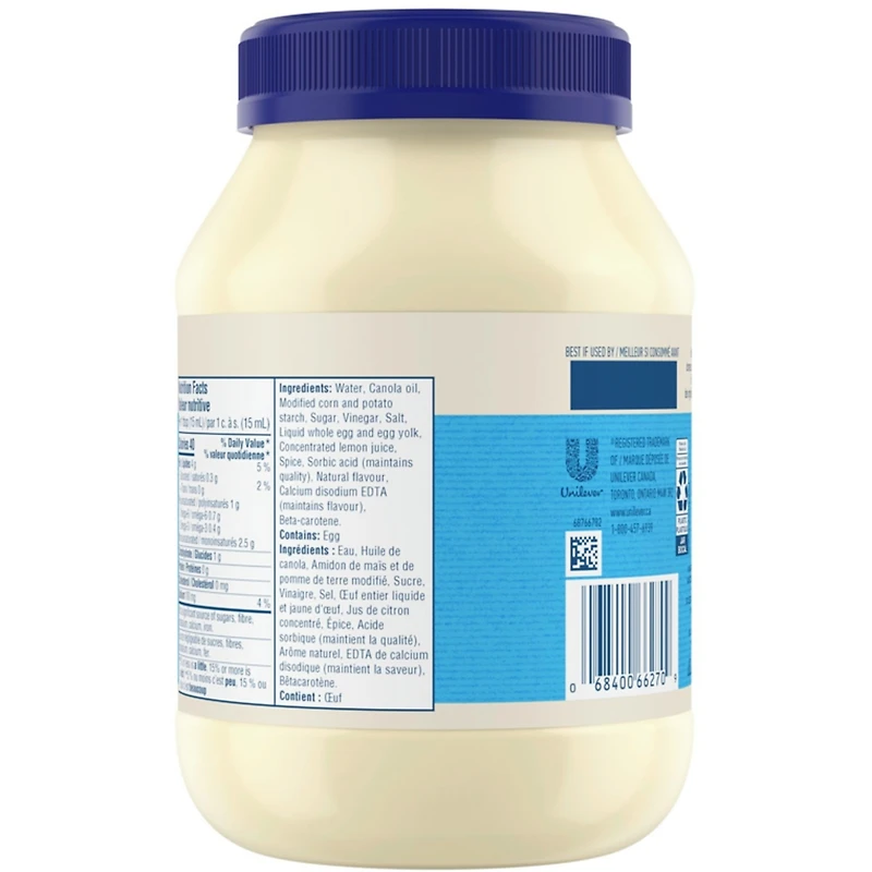 Sauce style mayonnaise légère, ½ moins de gras