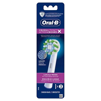 Brossettes de rechange Oral-B CrossAction pour brosse à dents électrique, 3 unités