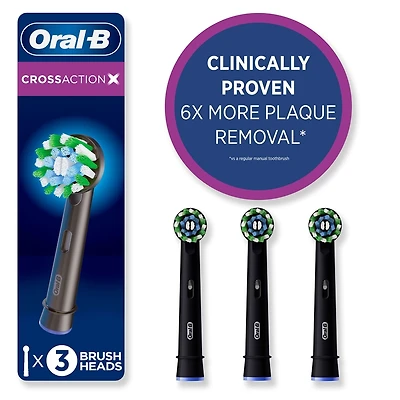Brossettes de rechange Oral-B CrossAction pour brosse à dents électrique, noires, 3 unités