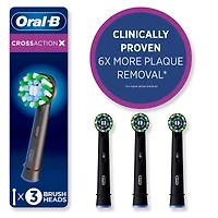 Oral-B CrossAction Electric Toothbrush Replacement Brush Head Refills, Black, 3 Count