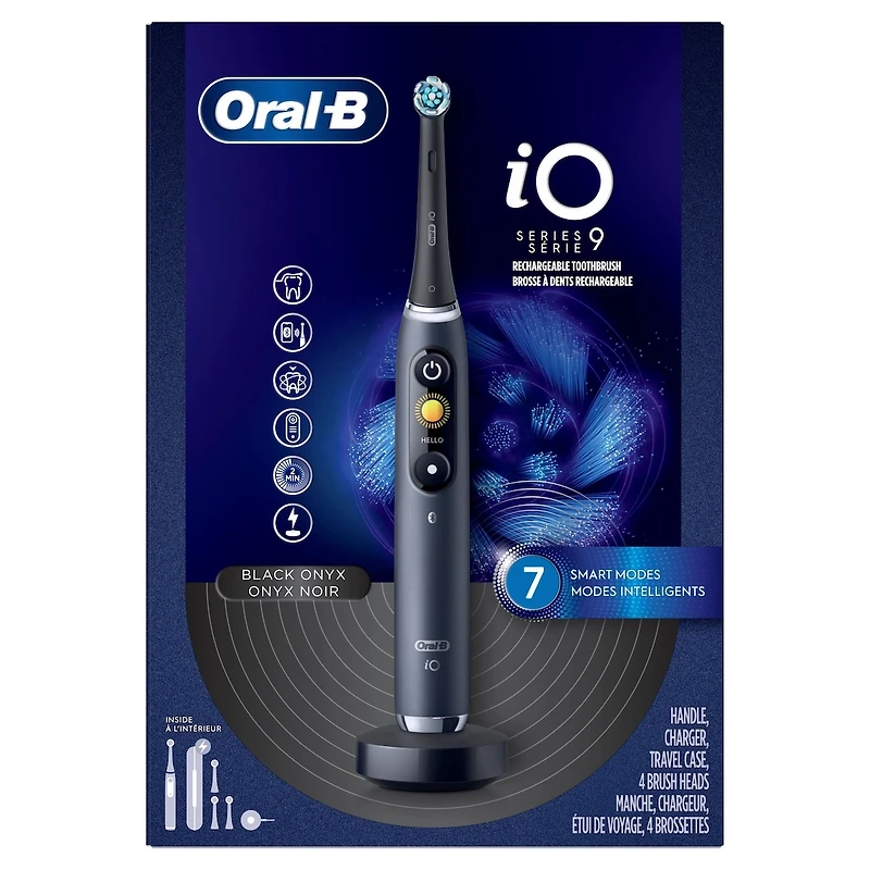 Oral-B iO Series 9 Electric Toothbrush with 4 Brush Heads, Black Onyx