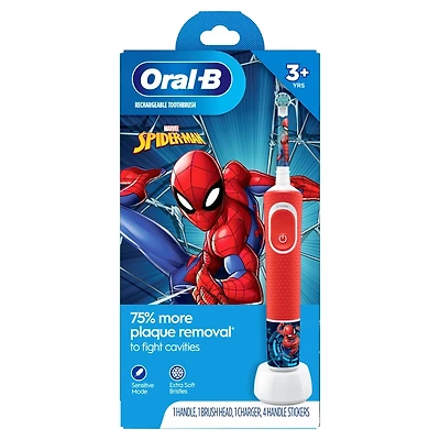 Brosse à dents électrique pour enfants Oral-B mettant en vedette les personnages de Spiderman de Marvel, enfants de 3 ans et plus