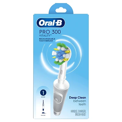 Oral-B Pro 300 Floss Action Vitality Electric Toothbrush with 1 Brush Head, Rechargeable, White
